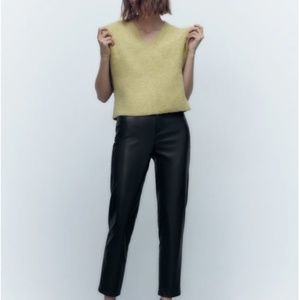 Zara Faux Leather High Rise Mom Pants